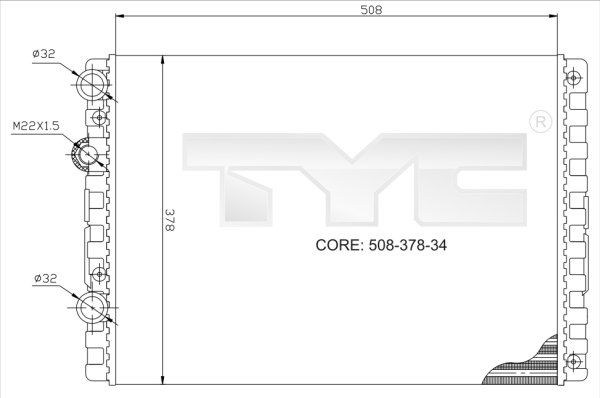 TYC Jäähdytin,moottorin jäähdytys 737-0024