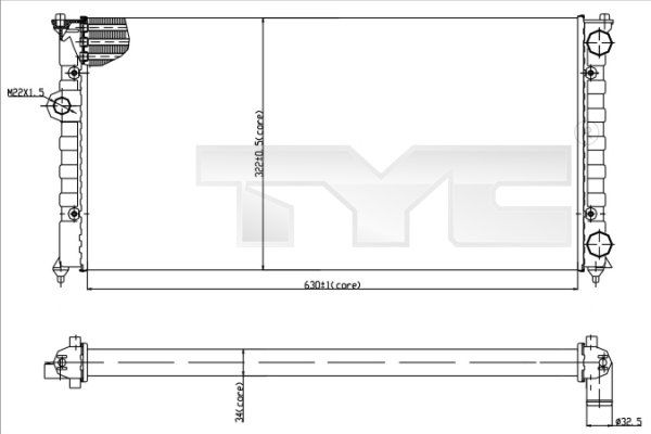 TYC Jäähdytin,moottorin jäähdytys 737-0029