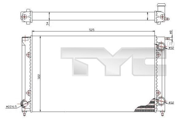 TYC Jäähdytin,moottorin jäähdytys 737-0058