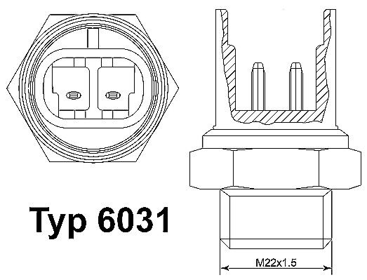 WAHLER Lämpökytkin, jäähdyttimen puhallin 6031.100D