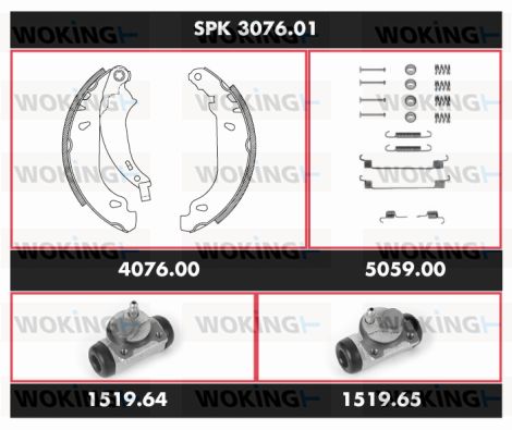 WOKING Jarrukenkäsarja, rumpujarru SPK 3076.01